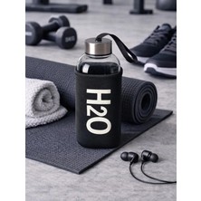 Tohana H2O Kare Kılıflı Cam Matara Siyah 530 ML