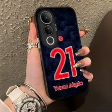 HONTINGA Vivo V50 Lite ile Uyumlu Kılıfı Silikon Kenar Sert Arka Düşüme Önleyici Basitlik Anti Düşme Kamera Korumali Dünya Kupası 21 Numara Yunus Akgün Desen Telefon Kılıfı K1-1224