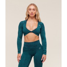 Gymshark Adapt Animal Crop Top Uzun Kollu Fit Kadın Spor Üst