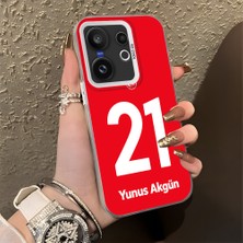 HONTINGA Vivo X200 Fe ile Uyumlu Kılıfı Silikon Kenar Sert Arka Düşüme Önleyici Basitlik Anti Düşme Kamera Korumali Dünya Kupası 21 Numara Yunus Akgün Desen Telefon Kılıfı K1-1224