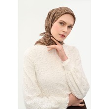 Silk Home Tencel Monare Eşarp Saray Baharı Desen Sütlü Kahve 90X90