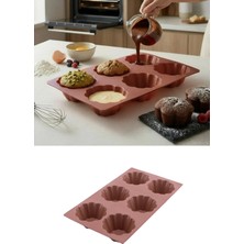 Silicolife Silikon 6'lı  Kek ve Sufle  Kalıbı SL026 Kahverengi