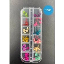 Qnail Professional Kurutulmuş Gerçek Çiçek Nail Art Süsleme 3D Kuru Çiçek Model T-305
