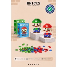 Arvela Bricks Luigi & Mario Karakterleri - 2'li Set - Eğitici 3D Yapboz Figür