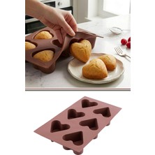 Silicolife Silikon Kalp Muffin, Kurabiye ve Pasta Kalıbı SL027 Kahverengi