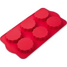Silicolife 6'lı Yonca Silikon Yanmaz yapışmaz Kek ve Turta Kalıbı SL023 Kırmızı