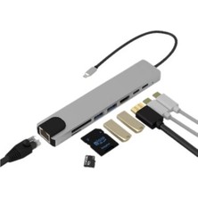 İlanib Ticaret 8 Port Type C Hub USB HDMI RJ45 Sd Tf Kart Okuyucu Çoklayıcı
