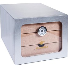 Cohiba Çekmeceli Sedir Humidor Puro Kutusu Gümüş - TR6708