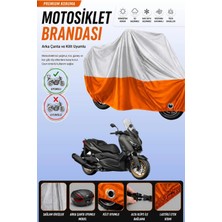 Cemku Double Gri Üst - Turuncu Alt, Arka Çanta Uyumlu Yamaha X-Max 400 Motosiklet Brandası