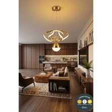 Lzy Avize Store Dron Model 3 Renkli Modern Gold LED Sarkıt Avize - Alt Küre Aydınlatmalı Salon Mutfak Avizesi