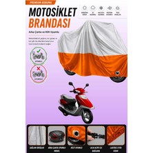 Cemku Double Gri Üst - Turuncu Alt, Arka Çanta Uyumlu Yuki TK50Q3 Picasso 50 Motosiklet Brandası
