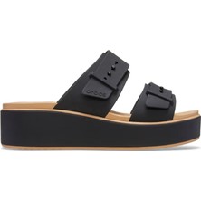 Crocs Brooklyn Buckle Matte Wrap  Low Wedge Kadın Terlik 212408-0RI Black/cashew