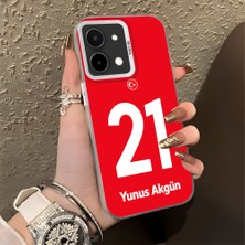 HONTINGA Vivo Y28 ile Uyumlu Kılıfı Silikon Kenar Sert Arka Düşüme Önleyici Basitlik Anti Düşme Kamera Korumali Dünya Kupası 21 Numara Yunus Akgün Desen Telefon Kılıfı K1-1224