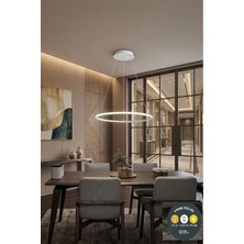 Lzy Avize Store Tekli Halka Beyaz LED Sarkıt Avize 3 Renkli Modern Salon & Antre Aydınlatma