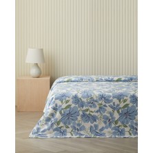 English Home Maris Baskılı Pamuklu Çift Kişilik Pike 200x220 cm Mavi