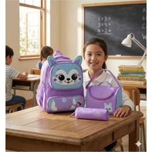 Adalinhome Sevimli Kedi Ilkokul Çanta Seti