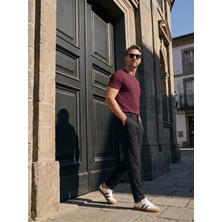 Etikmen Premium  %100 Organik Pamuk Basic Slimfit Bordo Erkek Tişört