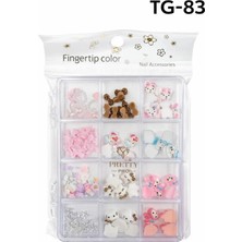 Qnail Professional Charm 3D Tırnak Süsleme Protez Tırnak Nail Art Süsleme Karışık Desenli Tg-83