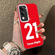 HONTINGA Vivo Y04 ile Uyumlu Kılıfı Silikon Kenar Sert Arka Düşüme Önleyici Basitlik Anti Düşme Kamera Korumali Dünya Kupası 21 Numara Yunus Akgün Desen Telefon Kılıfı K1-1224