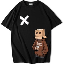 Brz Collection Unisex Oversize Good Person T-Shirt Siyah