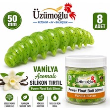 Üzümoğlu Vanilya Aromalı Yeşil Silikon Tırtıl 50MM 8 Adet Alabalık Yemi
