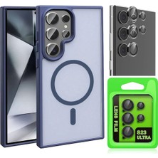 Vendas Galaxy S23 Ultra Kılıf M-safe Şarj Özellikli Mat Arka Yüzey Zore Sio Kapak + Kamera Lens Koruyucu