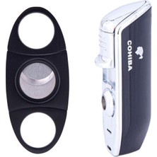 Cohiba 3 Torch Pürmüz Siyah Puro Çakmağı ve Kesici Seti - Blackedition1