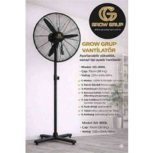 Grow Grup GG-30DL 30 Inç (75CM) Sanayi Tipi Ayaklı Vantilatör 240W Bakır Motorlu - Ayarlanabilir Yükseklik