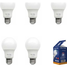 Voltek 5'li E27 LED Ampul 9 Watt Beyaz Işık Güç Eşdeğer Aralığı 1 - 10 W