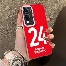 HONTINGA Vivo Y04 ile Uyumlu Kılıfı Silikon Kenar Sert Arka Düşüme Önleyici Basitlik Anti Düşme Kamera Korumali Dünya Kupası 24 Numara Mustafa Eskihellaç Desen Telefon Kılıfı K1-1227