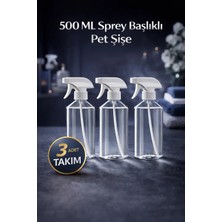 Arkhelais Sprey Şişe Seti - 3 Adet Fısfıs Şişe - Şeffaf - 500ML - Kimyasallara Dayanıklı