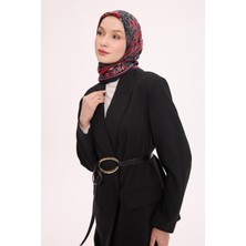 Silk Home Viskon Velora Eşarp Dört Mevsim Dalga Izi Desen Siyah Kırmızı 90X90