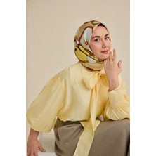 Silk Home Twill Ipek Eşarp Kemer Desen Sarı 90X90