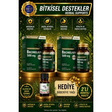 Nutraxin 2 Adet Bromelain 500 Mg 60 Adet Tablet + Hediye Biberiye Yağı