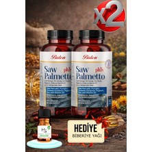Balen 2 Adet Saw Palmetto Plus Cüce Palmiye Çinkosu D3 Kapsül 685 Mg 80 Kapsül + Hediye Biberiye Yağı