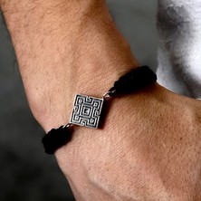 Ebrar Silver Gümüş Labirent Bileklik 925 Ayar Gümüş Labirent Figürlü Unisex Ip Örgü Bileklik