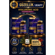Nutraxin 2 Adet Hyaluronik Asit -(Astaksantin - C Vitamini) 30 Adet Tablet 150 Mg + Hediye Biberiye Yağı