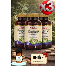 Balen 3 Adet Enginar Plus Kapsül 100 Adet Takviye Edici Gıda + Hediye Biberiye Yağı