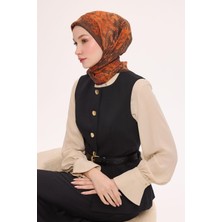 Silk Home Viskon Velora Eşarp Dört Mevsim Dalga Izi Desen Mocha 90X90