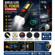 Şarjlı LED El Feneri | Çok Fonksiyonlu Outdoor Kullanım Çok Amaçlı | Powerbank Özellikli | Şarjlı & Zoom El Feneri
