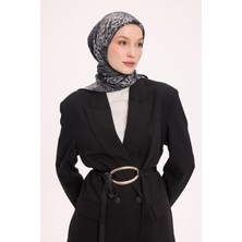 Silk Home Viskon Velora Eşarp Dört Mevsim Dalga Izi Desen Koyu Gri 90X90