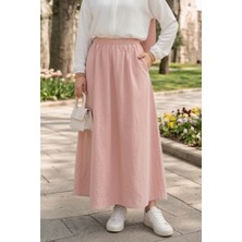 İlkimay.com Cepli Beli Lastikli Poplin Etek 1727 - Pembe