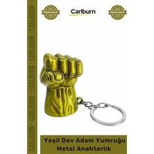 Carlburn Özel Üretim Figür Koleksiyonluk Kaliteli Dayanıklı Şık Estetik Yeşil Dev Adam Yumruğu Metal Anahtarlık