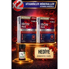 Nutraxin 2 Adet Iron Max Demir Takviyesi 17 Mg–vitaminc,b6, B12 30 Tablet + Hediye Biberiye Yağı