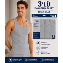 Qulat Erkek Atlet 3’lü Paket Siyah Beyaz Gri Pamuklu Basic Atlet Ekonomik Paket Rahat Kesim Atlet Seti