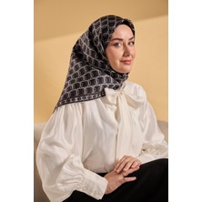 Silk Home Twill Ipek Eşarp Zincir Siyah - Beyaz
