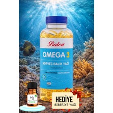 Balen Omega 3 Norveç Balık Yağı Trigliserid Form Yumuşak Kapsül 1380 Mg 200 Adet + Hediye Biberiye Yağı
