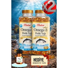 Balen 2 Adet Omega 3 Balık Yağı Yumuşak Kapsül 1380 Mg 200 Adet Takviye Edici Gıda + Hediye Biberiye Yağı