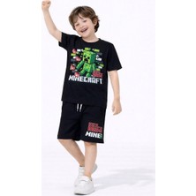 Miniko Kids Erkek Çocuk Mınecraft Desenli Pamuk Şortlu Takım