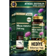 Nutraxin Milk Thistle (Deve Dikeni) 200MG Ekstresi Içeren 60 Adet + Tablet Hrblsglk Biberiye Yağı (Hediye)